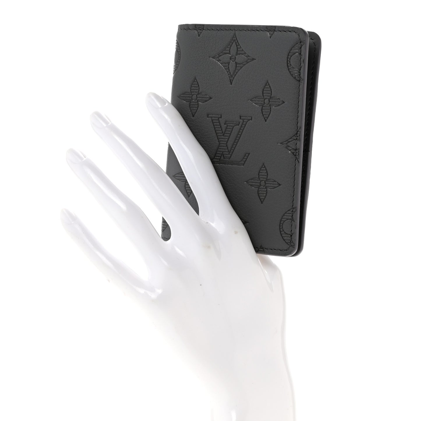 Calfskin Monogram Shadow Pocket Organizer Antarctic Grey