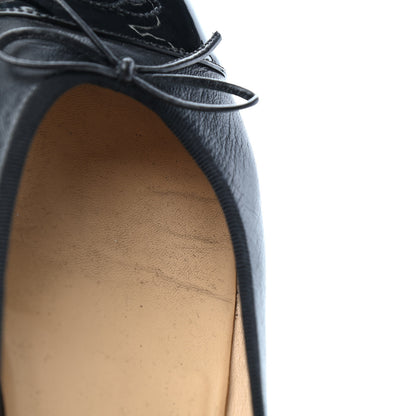 Chanel Lambskin Patent Cap Toe Ballerina Flats 38 Black 8 of 8