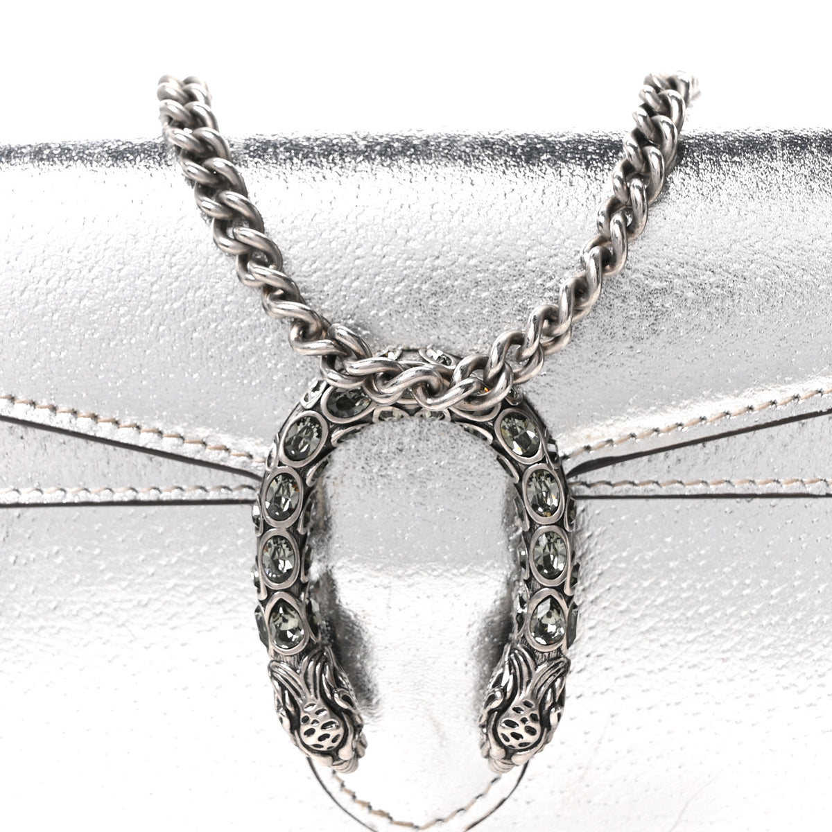 Gucci Metallic Calfskin Super Mini Dionysus Shoulder Bag Silver 8 of 10