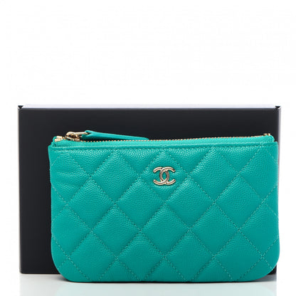 Chanel Caviar Quilted Small Cosmetic Case Turquoise 10 of 10
