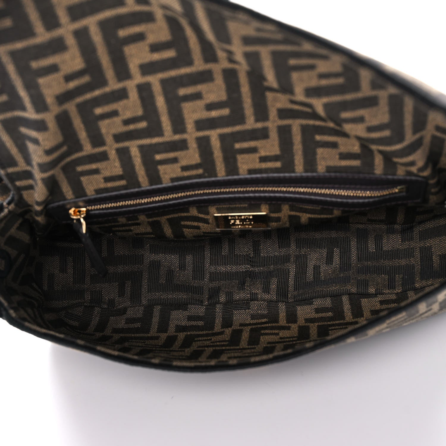 Fendi Fabric Jacquard FF 1974 Medium Baguette Tobacco Moro Black 5 of 12