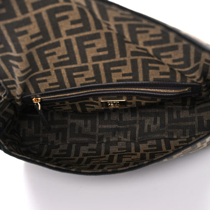 Fendi Fabric Jacquard FF 1974 Medium Baguette Tobacco Moro Black 5 of 12