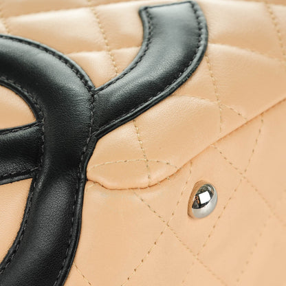 Chanel Calfskin Quilted Large Cambon Bowler Beige Black 11 of 12