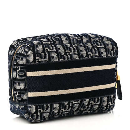 Christian Dior Velvet Oblique Cosmetic Pouch Blue 3 of 8