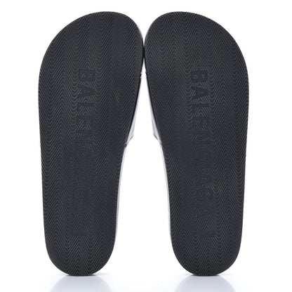 Balenciaga Nappa Logo Pool Slide Sandals 42 Black White 5 of 10