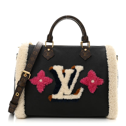 Louis Vuitton Calfskin Monogram Teddy Speedy Bandouliere 30 Black 1 of 11