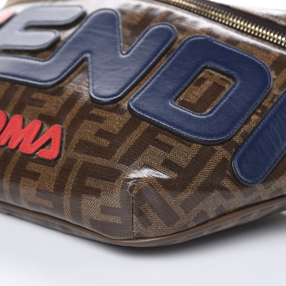 Fendi X FILA Glazed Fabric Vitello Century FF 1974 Mania Belt Bag Mogano Panna Blueberry 9 of 10