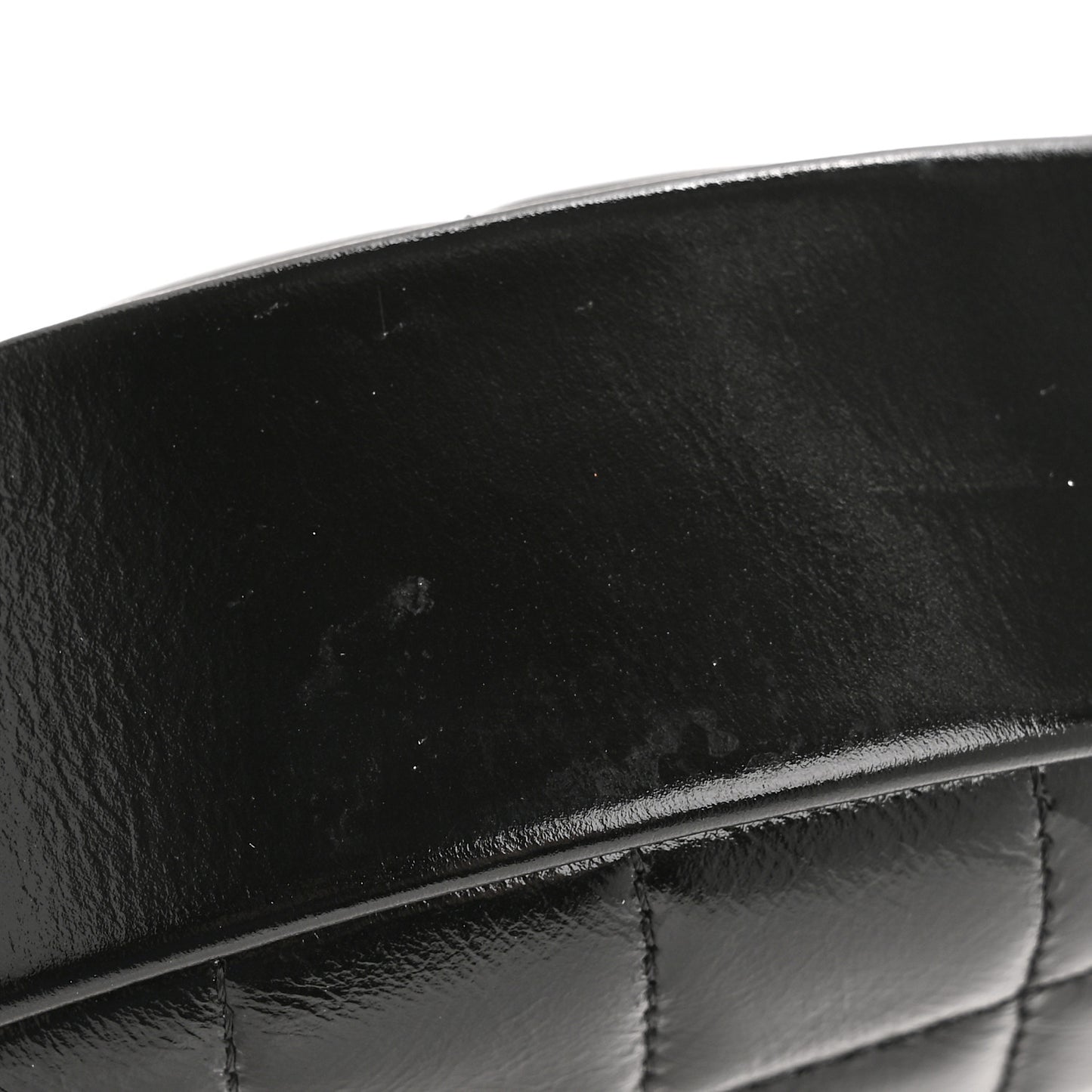 Shiny Crumpled Calfskin Quilted Bow Pouch Hobo Black
