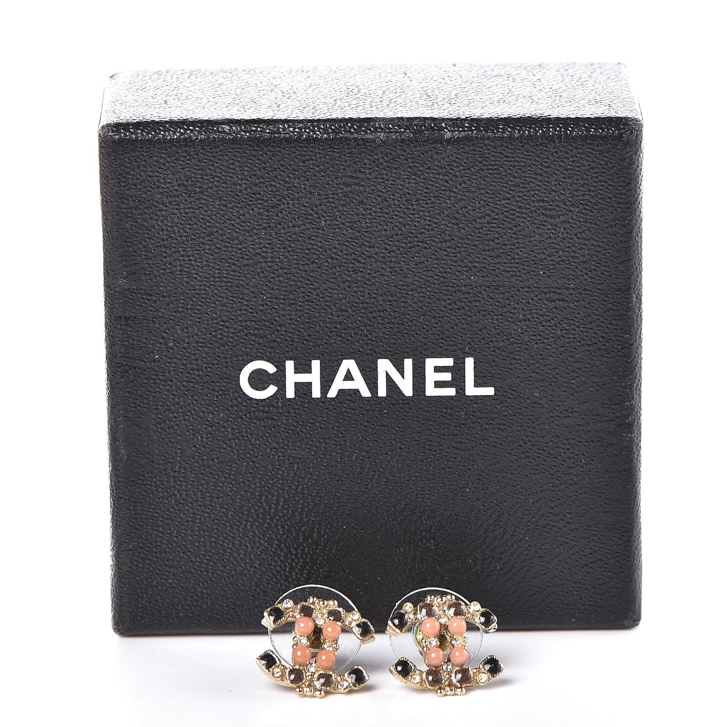 Chanel Crystal Gripoix CC Earrings Gold Multicolor 5 of 5