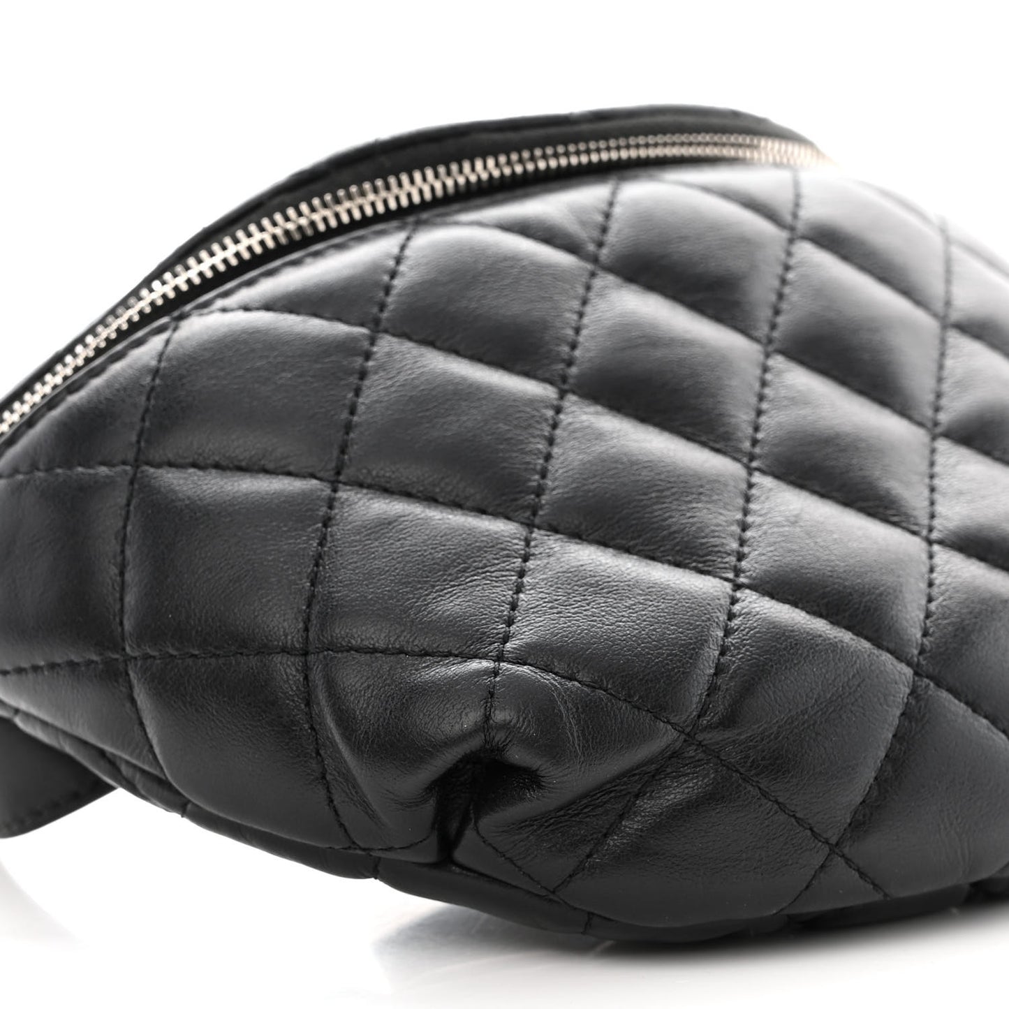 Lambskin Quilted Waist Belt Bag Black