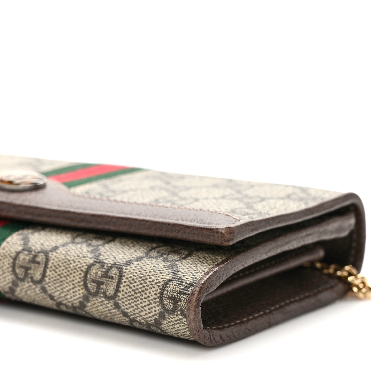 Gucci GG Supreme Monogram Web Ophidia Wallet On Chain Brown 9 of 10