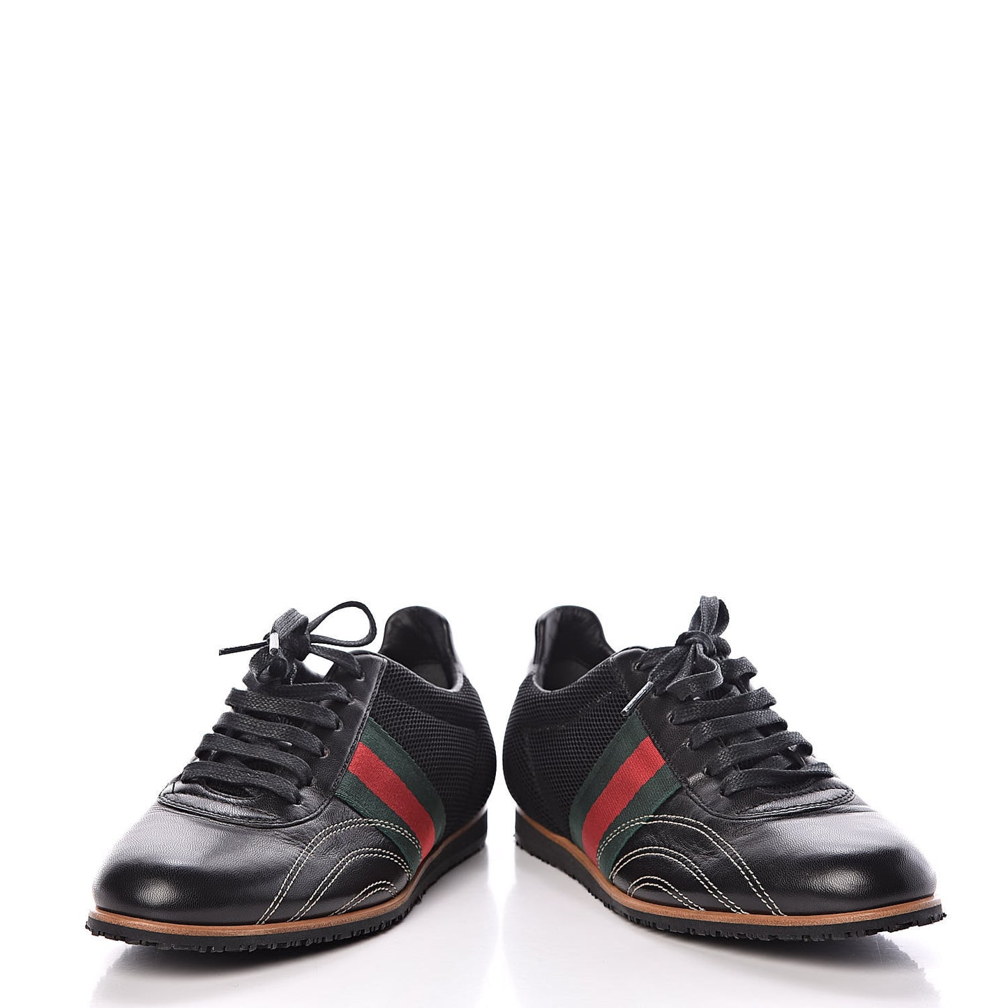 Calfskin Mesh Web Sneakers 35 Black