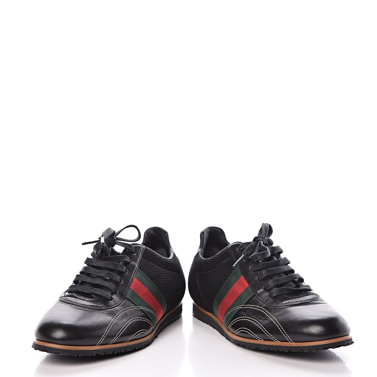 Gucci Calfskin Mesh Web Sneakers 35 Black 6 of 13