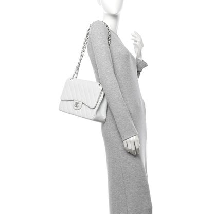 Chanel Caviar Quilted Jumbo Double Flap White 2 of 11