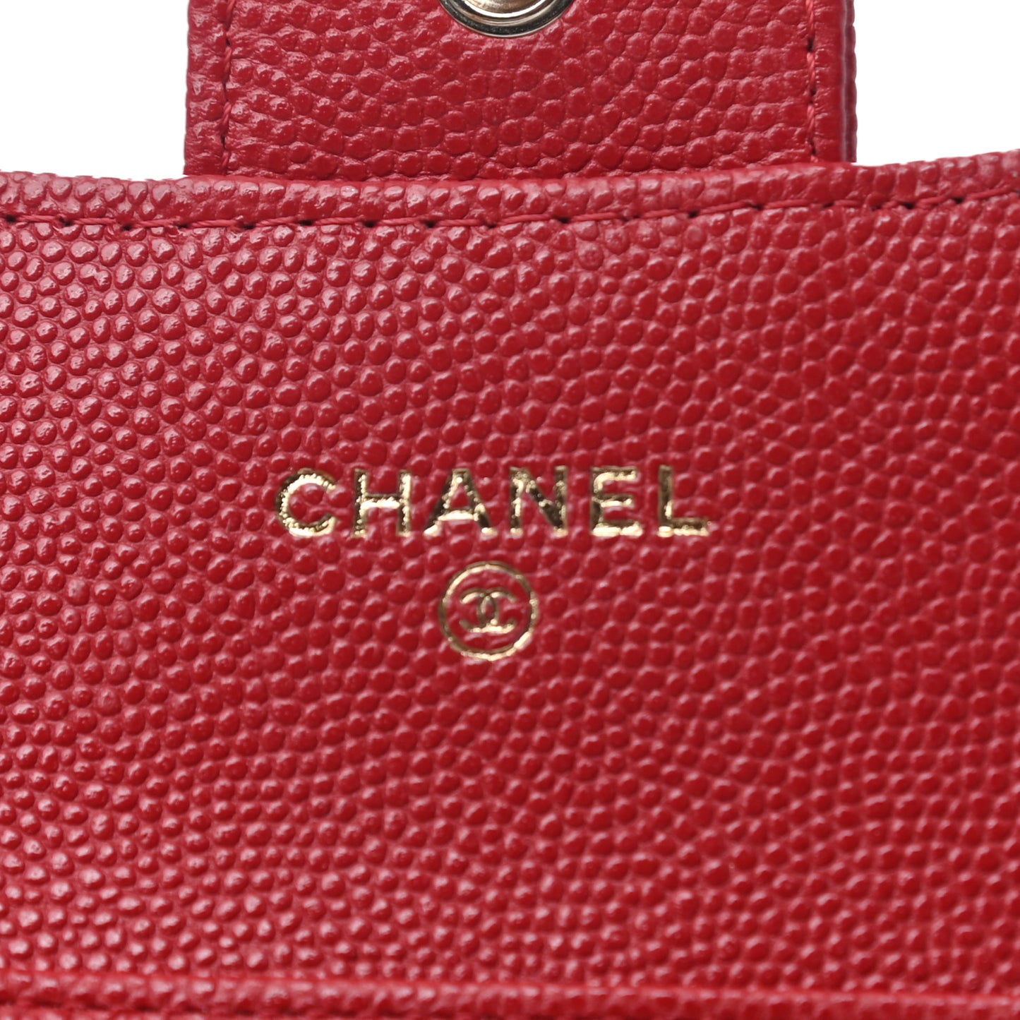 Caviar Quilted Flap Card Holder On Chain Red