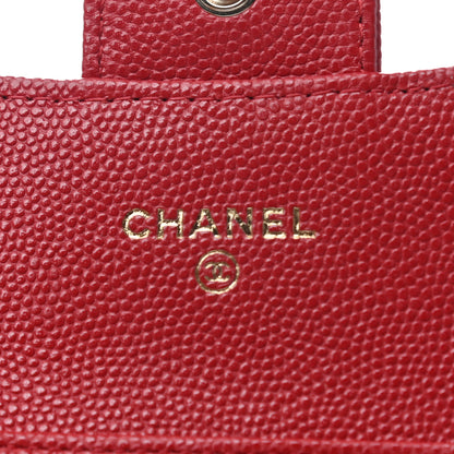 Chanel Caviar Quilted Flap Card Holder On Chain Red 5 of 6