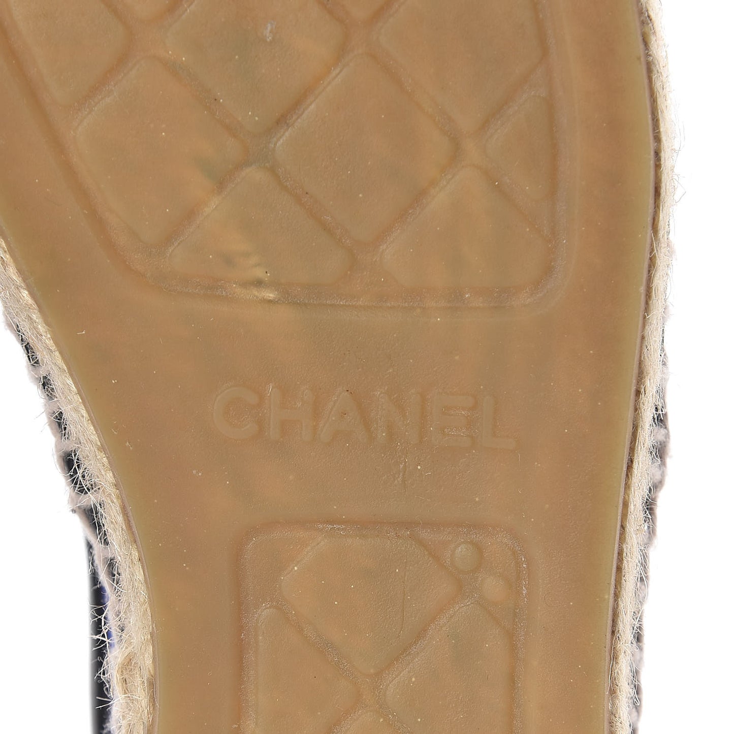 Mesh Lambskin Check Print CC Espadrilles 40 Blue Black White