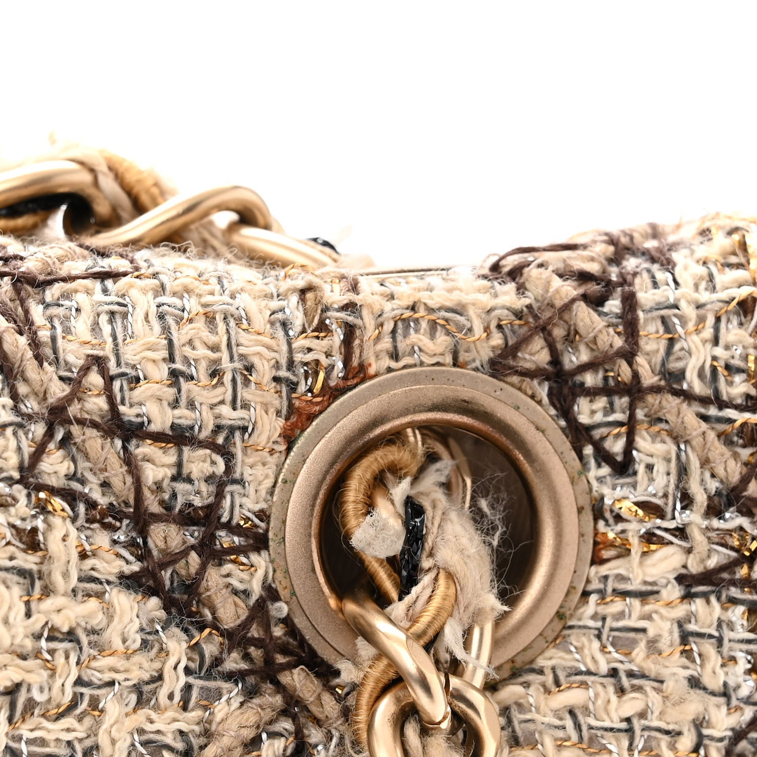 Chanel Metallic Tweed Quilted Medium Single Flap Beige Multicolor 12 of 12