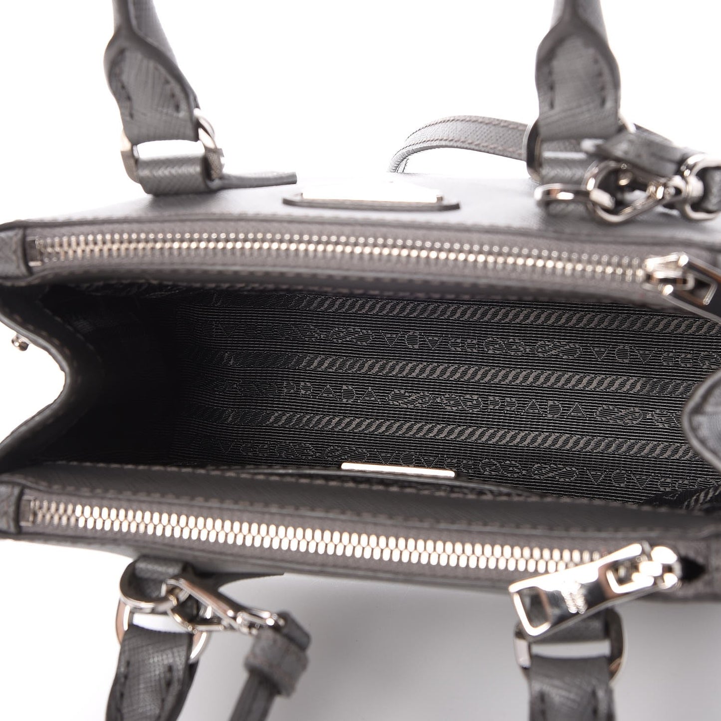 Saffiano Micro Galleria Double Zip Tote Marmo