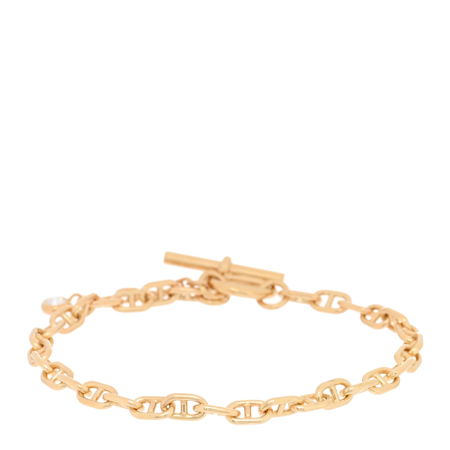 18K Yellow Gold Diamond Chaine d'Ancre Enchainee Bracelet SH