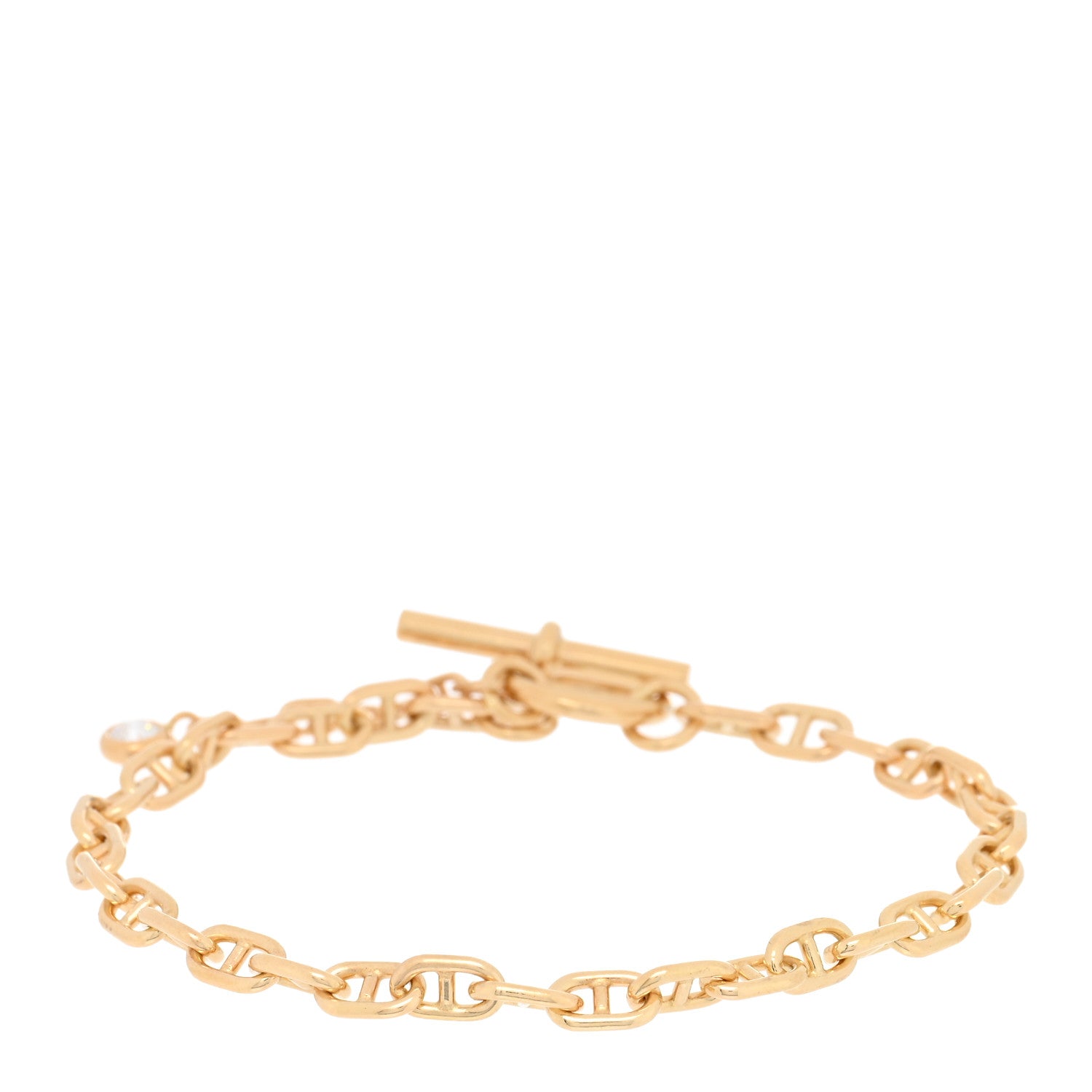Hermes 18K Yellow Gold Diamond Chaine d'Ancre Enchainee Bracelet SH 2 of 3