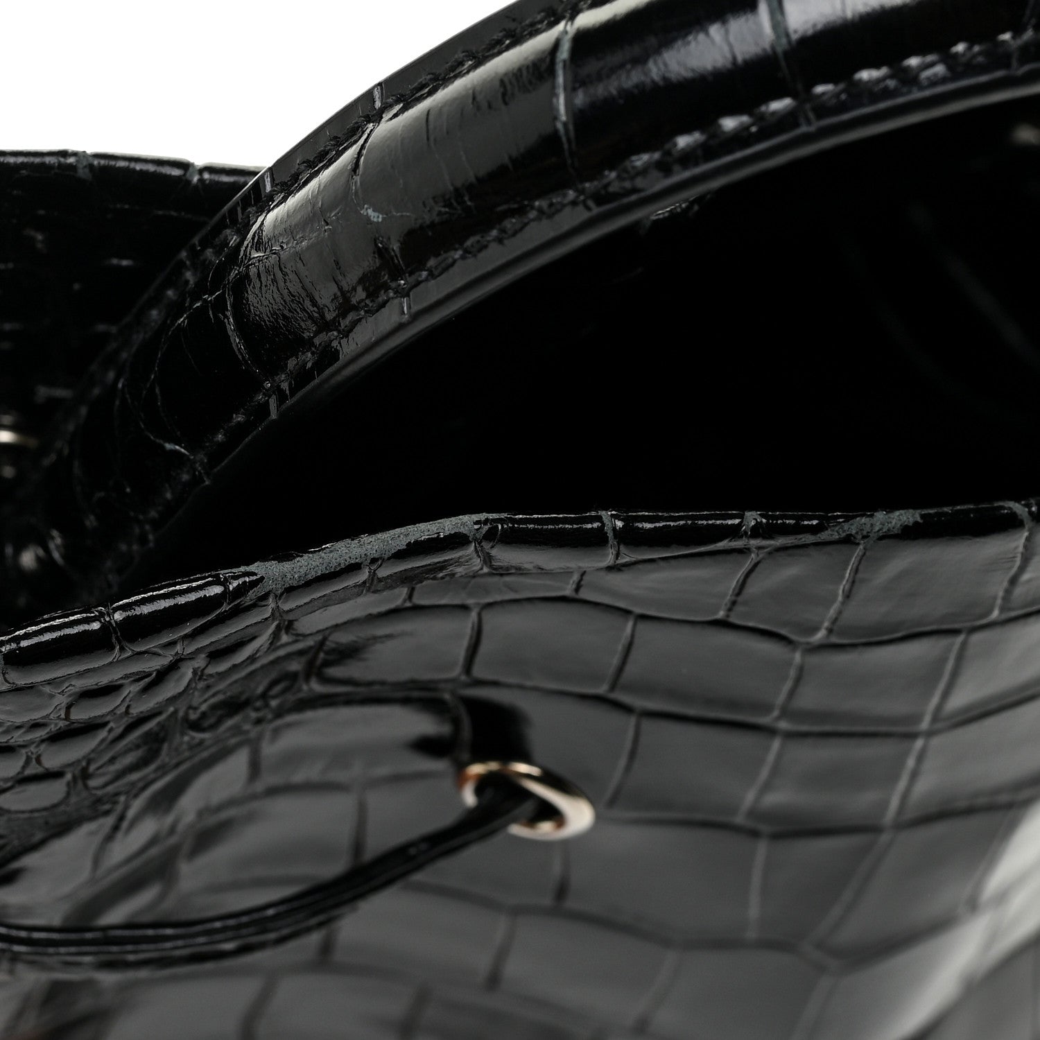 Balenciaga Shiny Calfskin Logo Crocodile Embossed XS Everyday Bucket Bag Black 15 of 15