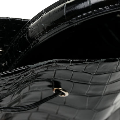 Balenciaga Shiny Calfskin Logo Crocodile Embossed XS Everyday Bucket Bag Black 15 of 15