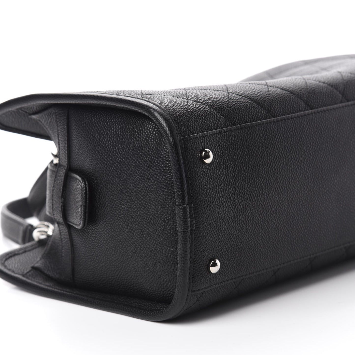 Caviar Stitched Shopping Tote Black
