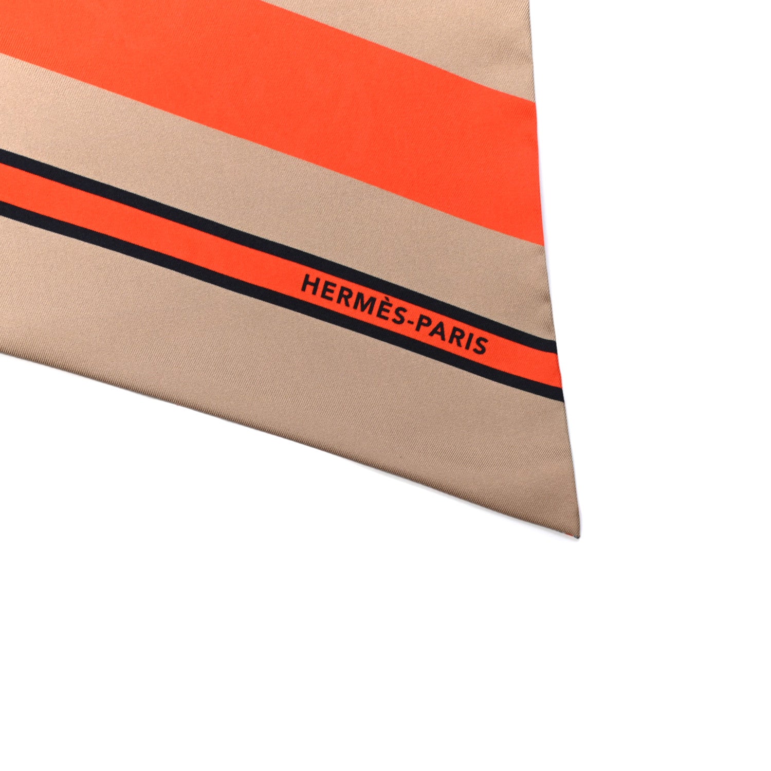 Hermes Silk Cachemire Et Rayure Maxi Twilly Cut Grey Beige Dore Orange 2 of 4
