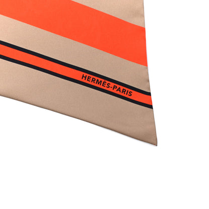 Hermes Silk Cachemire Et Rayure Maxi Twilly Cut Grey Beige Dore Orange 2 of 4