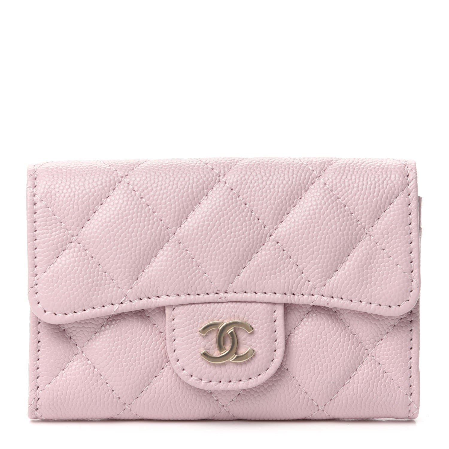 Chanel Caviar Quilted Flap Card Holder Wallet Light Pink 1 of 9