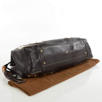 Gucci Calfskin Medium Race Bamboo Top Handle Bag Brown 4 of 7