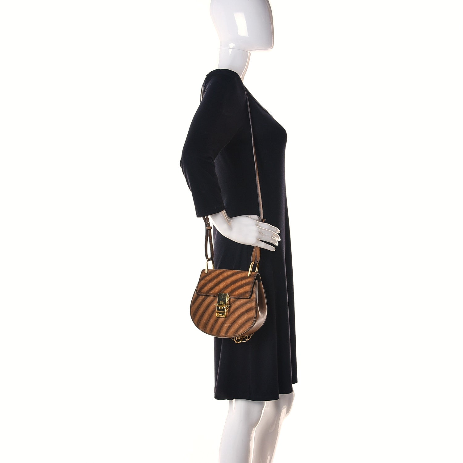 Chloe Suede Calfskin Quilted Drew Bijou Shoulder Bag Nut 3 of 16