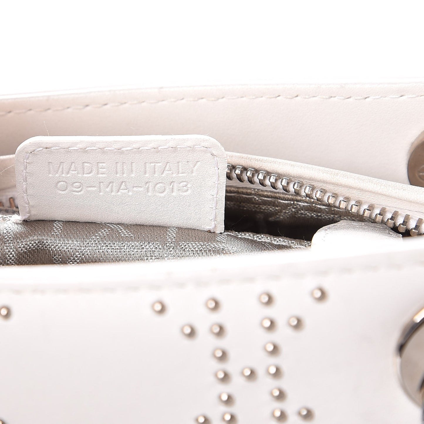 Lambskin Studded Cannage Medium Lady Dior White