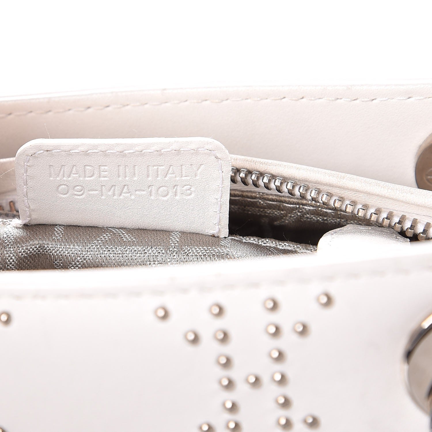 Christian Dior Lambskin Studded Cannage Medium Lady Dior White 8 of 14