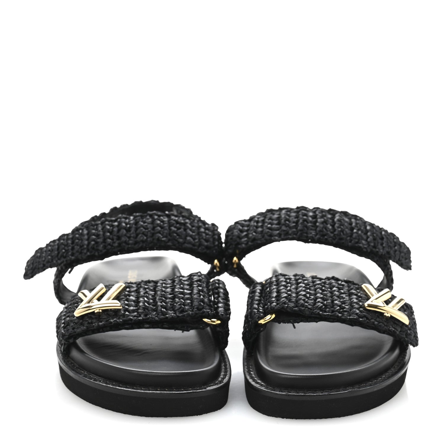 Louis Vuitton Raffia Sunset Comfort Flat Sandals 36.5 Black 3 of 9