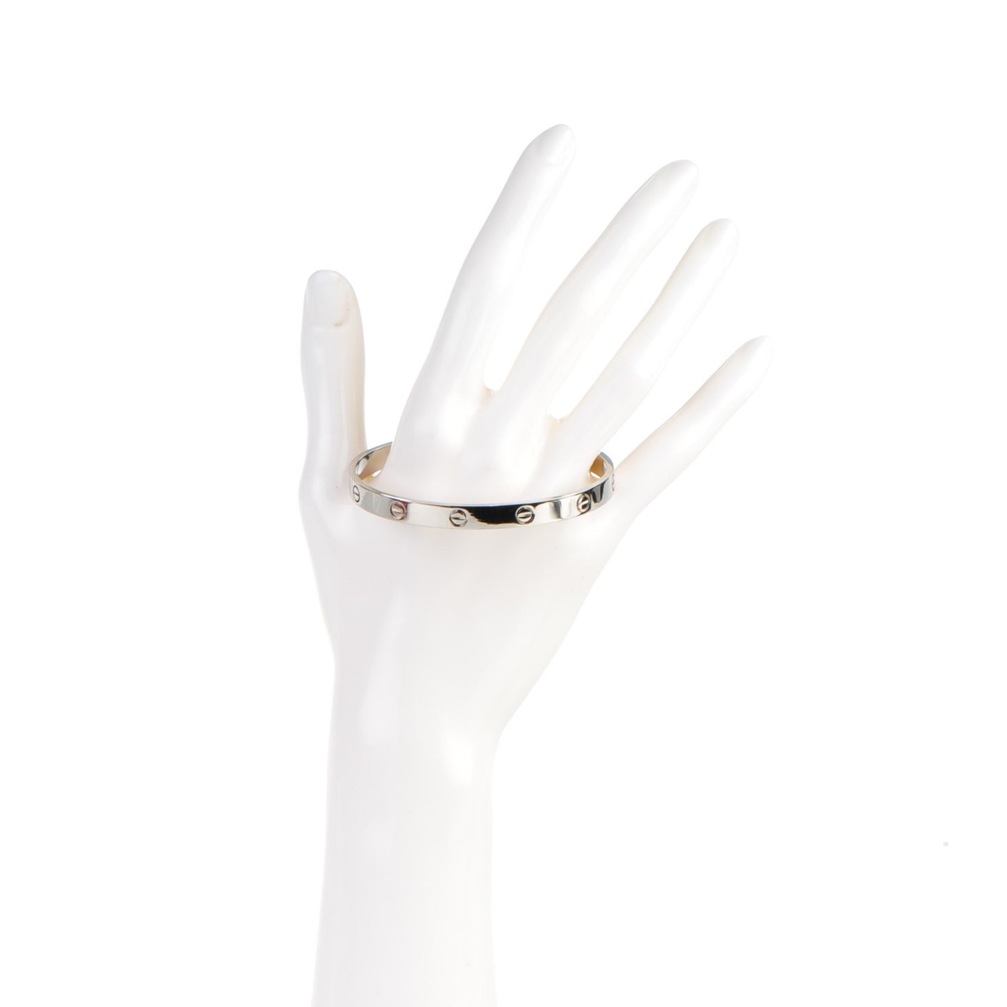 18K White Gold LOVE Cuff Bracelet 20