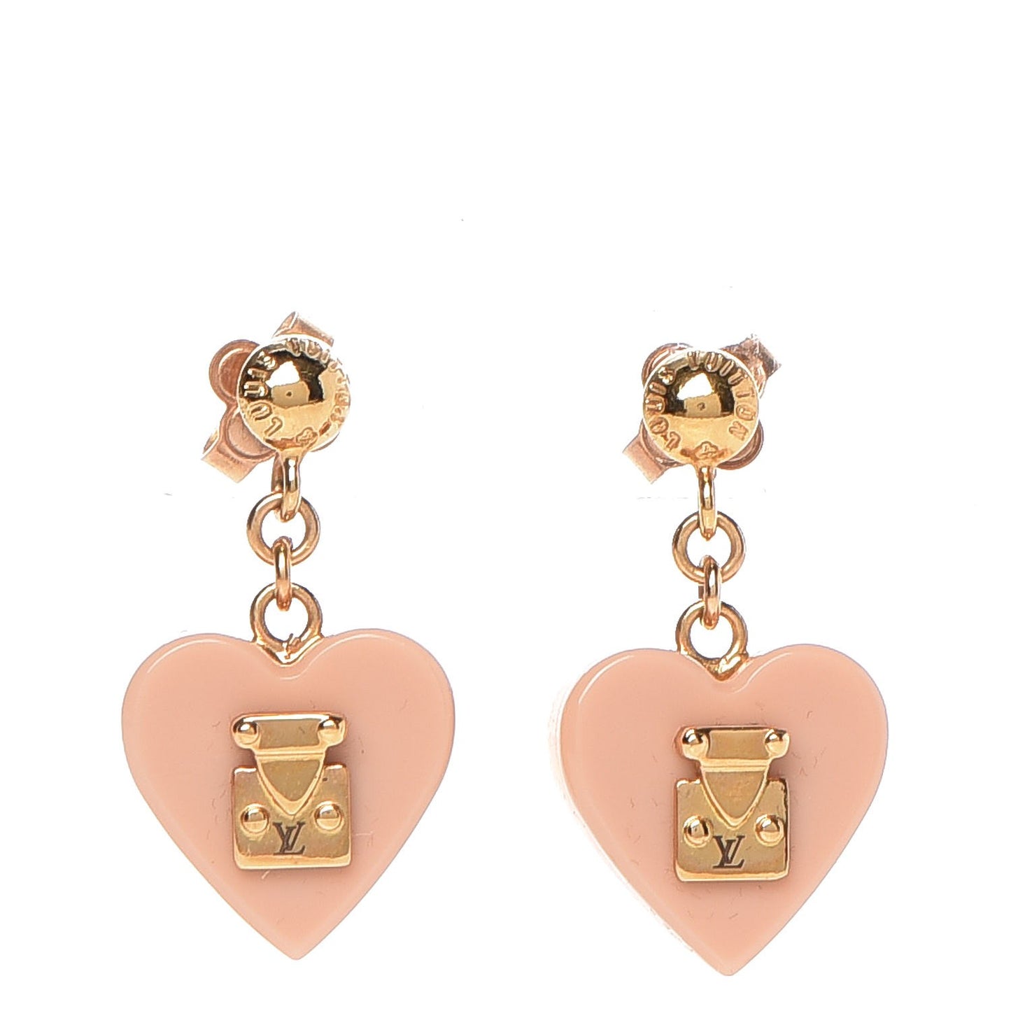 Lock Me Heart Earrings Suede Rose