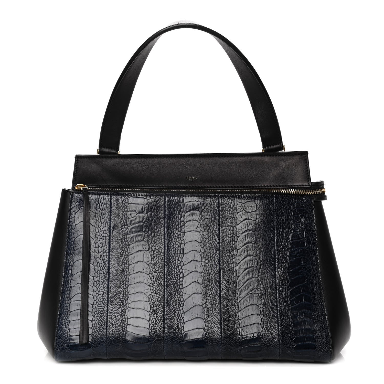 Celine Smooth Calfskin Ostrich Leg Medium Edge Shoulder Bag Black 1 of 21