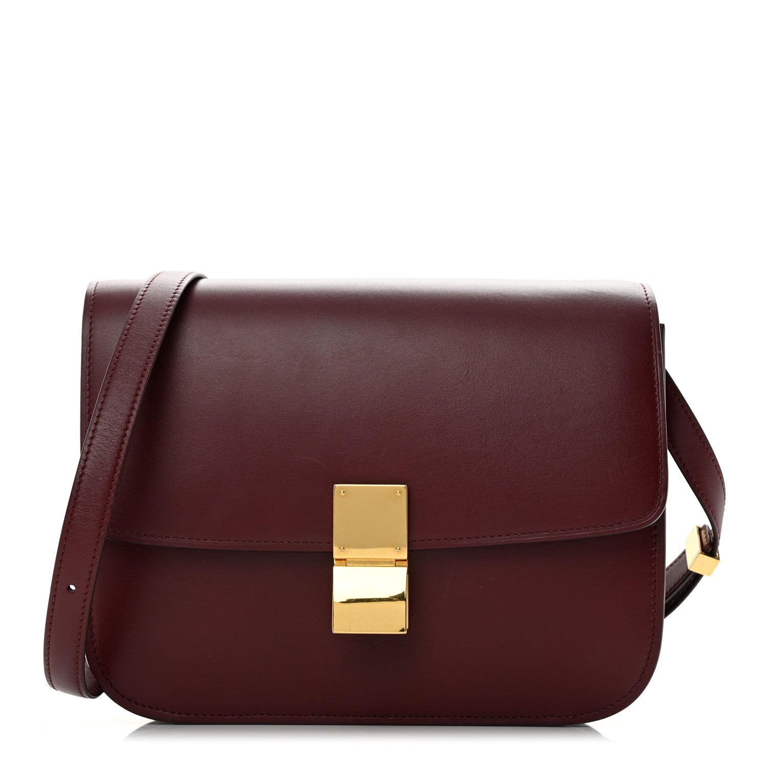 Celine Box Calfskin Medium Classic Box Flap Bag Burgundy 1 of 10