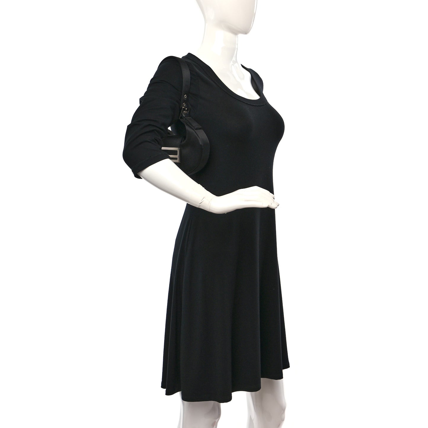 Silk Satin Mini Cookie Hobo Bag Black
