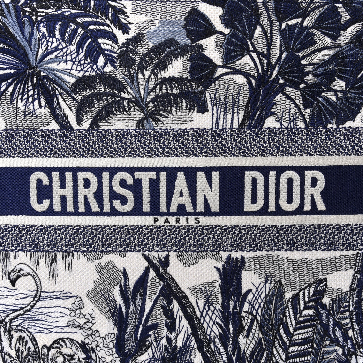 Christian Dior Canvas Embroidered Large Palm Tree Toile De Jouy Book Tote Blue 9 of 9