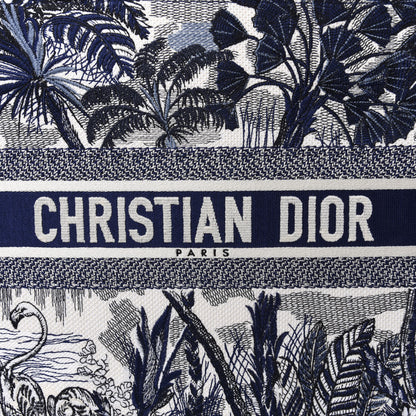 Christian Dior Canvas Embroidered Large Palm Tree Toile De Jouy Book Tote Blue 9 of 9