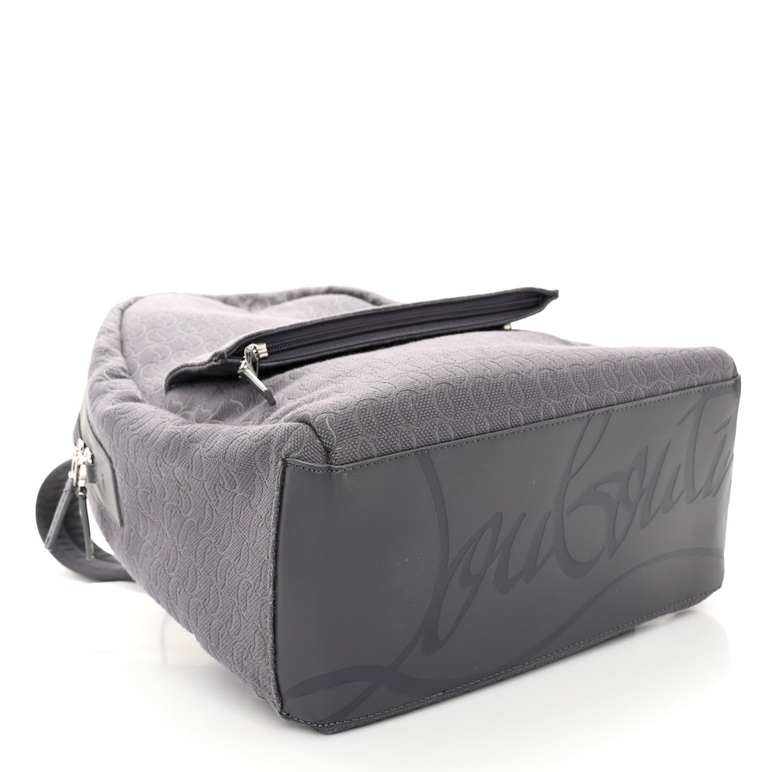 Christian Louboutin Logo Jacquard Zip N Flap Backpack Grey 4 of 10