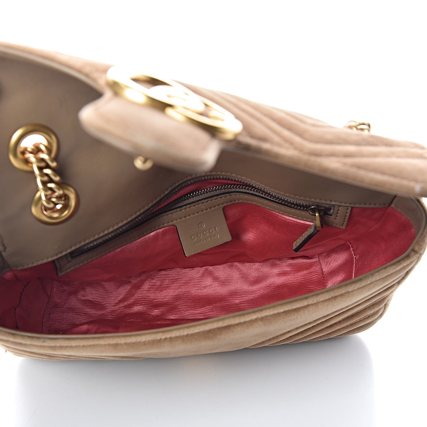 Gucci Velvet Matelasse Small GG Marmont Shoulder Bag Taupe 5 of 13