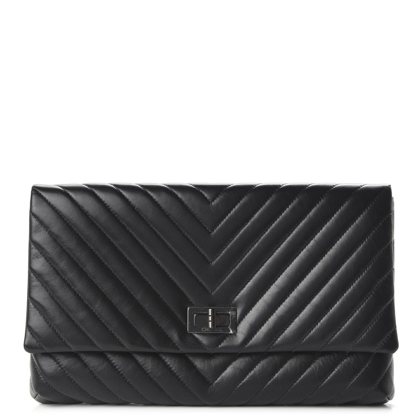 Aged Calfskin Chevron Quilted Reissue 2.55 Clutch So Black