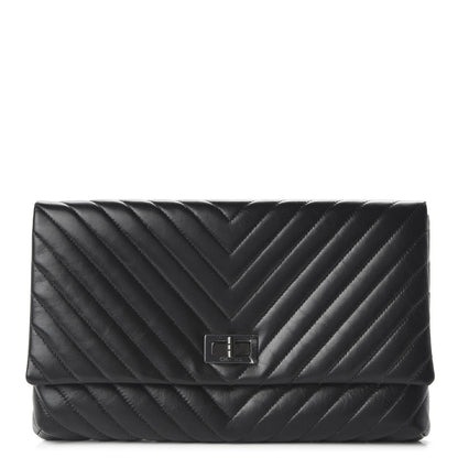 Chanel Aged Calfskin Chevron Quilted Reissue 2.55 Clutch So Black 1 of 11