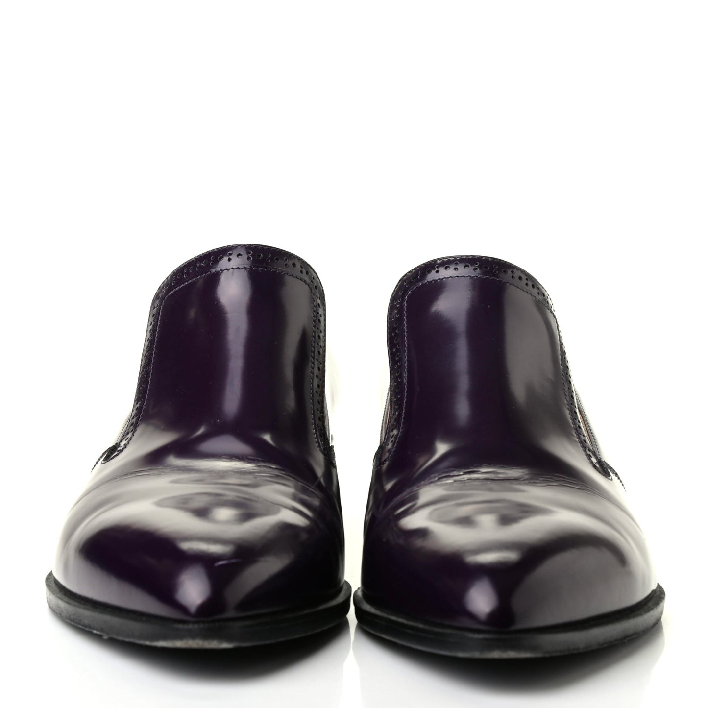 Glazed Calfskin CC Loafers 38.5 Dark Purple