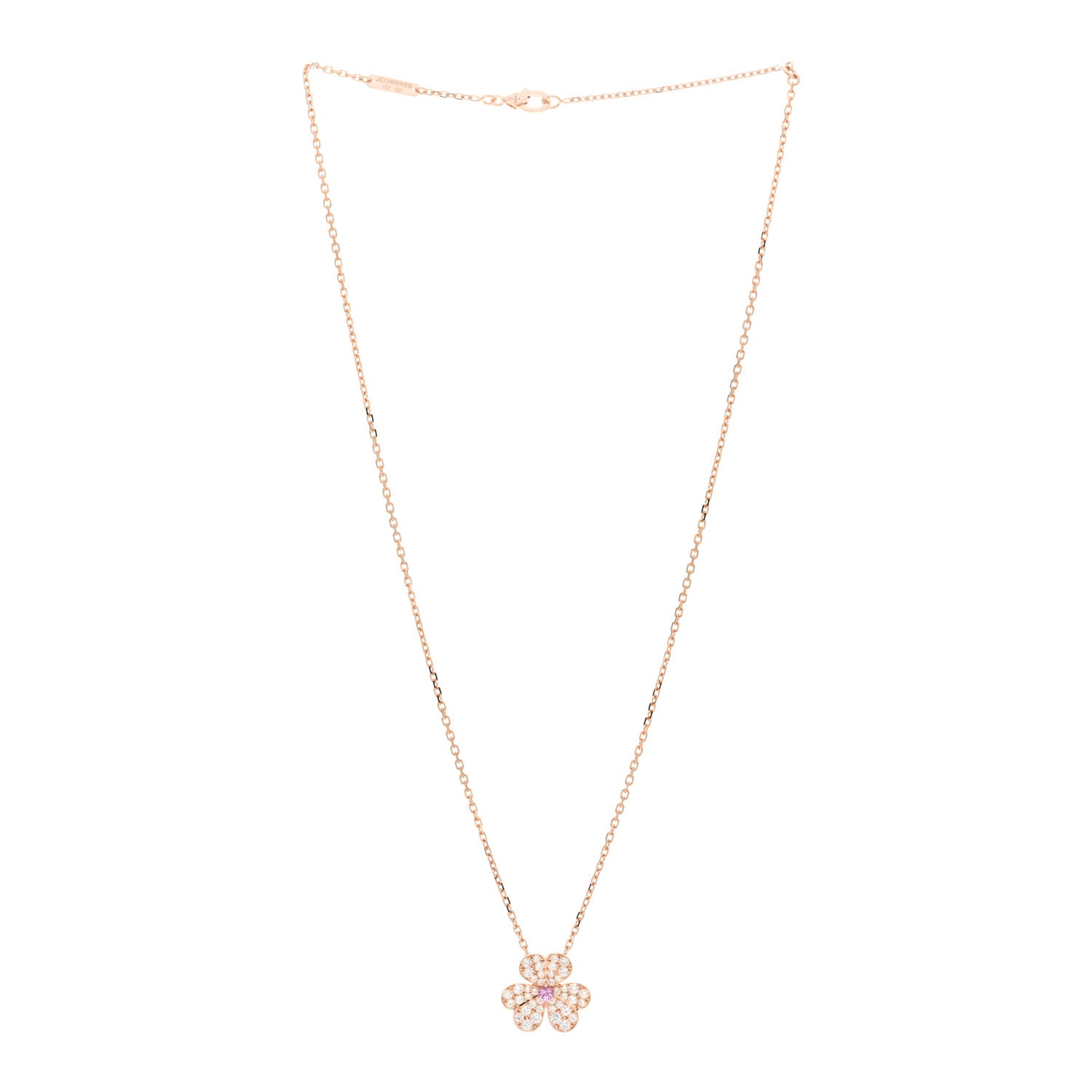 Van Cleef & Arpels 18K Rose Gold Diamond Pink Sapphire Small Frivole Pendant Necklace 3 of 5