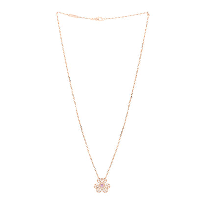 Van Cleef & Arpels 18K Rose Gold Diamond Pink Sapphire Small Frivole Pendant Necklace 3 of 5